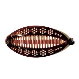 BOGO >  Vintage Large Fish Hinge Resin Rhinestone Hair Comb